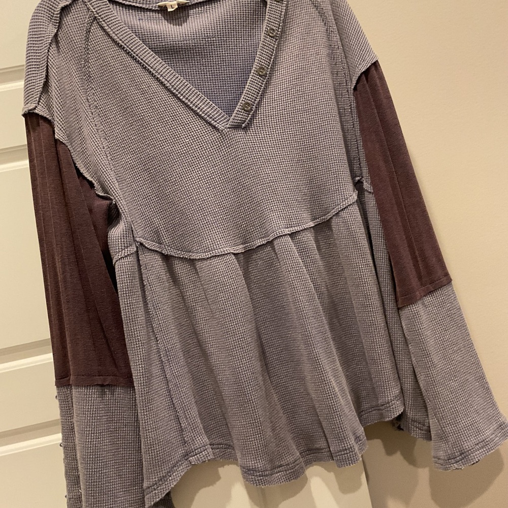 Pol Gray And Brown Patchwork Sweatshirt - image 1